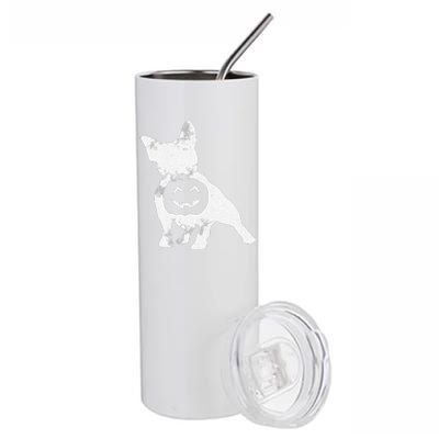 French Bulldog Lazy Halloween Costume Cute Frenchie Pumpkin Stainless Steel Tumbler