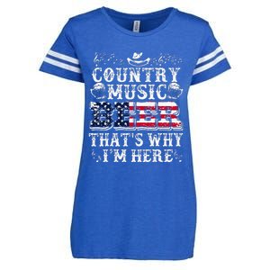 Funny Beer Lover Country Music And Beer ThatS Why IM Here Enza Ladies Jersey Football T-Shirt