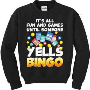 Funny Bingo Lover Design For Men Women Bingo Gambling Player Kids Sweatshirt