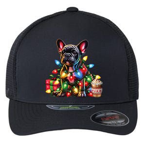 French Bulldog Lovers Xmas Reindeer Antler Christmas Lights Flexfit Unipanel Trucker Cap