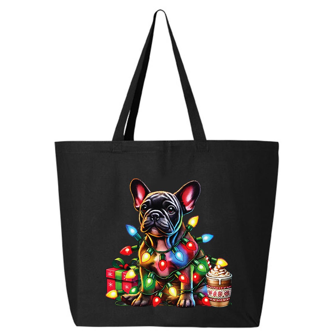 French Bulldog Lovers Xmas Reindeer Antler Christmas Lights 25L Jumbo Tote