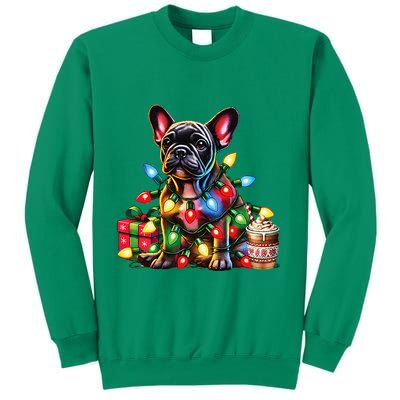 French Bulldog Lovers Xmas Reindeer Antler Christmas Lights Sweatshirt