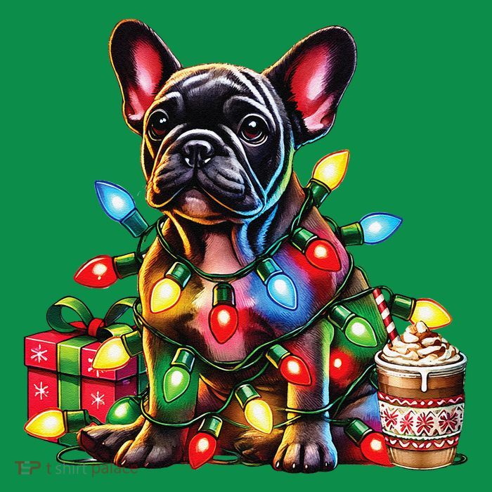 French Bulldog Lovers Xmas Reindeer Antler Christmas Lights Tall T-Shirt