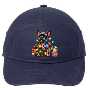 French Bulldog Lovers Xmas Reindeer Antler Christmas Lights 7-Panel Snapback Hat