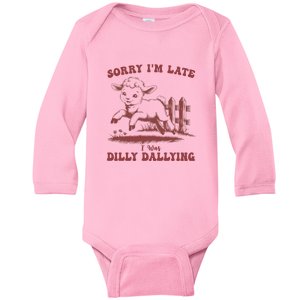 Funny Baby Lamb Sorry Im Late I Was Dilly Dallying Sweatshirt Baby Long Sleeve Bodysuit