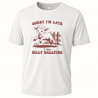 Funny Baby Lamb Sorry Im Late I Was Dilly Dallying Sweatshirt Cooling Performance Crew T-Shirt