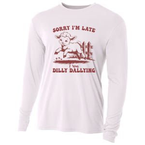 Funny Baby Lamb Sorry Im Late I Was Dilly Dallying Sweatshirt Cooling Performance Long Sleeve Crew