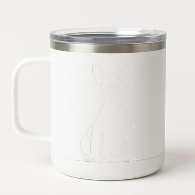 French Bulldog Line Art Cute Funny Dog Mom 12 oz Stainless Steel Tumbler Cup