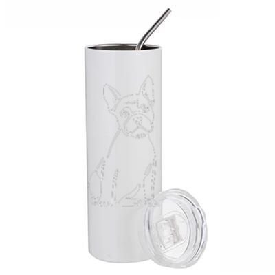 French Bulldog Line Art Cute Funny Dog Mom Stainless Steel Tumbler