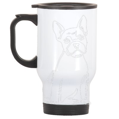 French Bulldog Line Art Cute Funny Dog Mom Stainless Steel Travel Mug