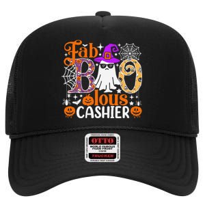 Fab Boo Lous Cashier Funny Halloween High Crown Mesh Back Trucker Hat