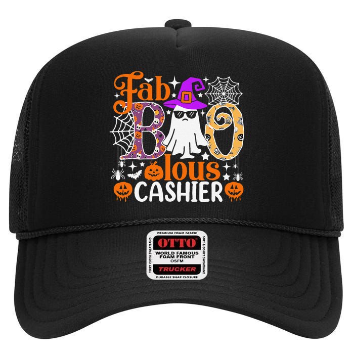 Fab Boo Lous Cashier Funny Halloween High Crown Mesh Back Trucker Hat