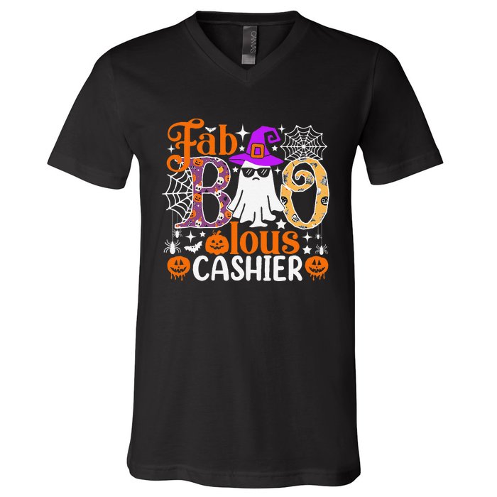 Fab Boo Lous Cashier Funny Halloween V-Neck T-Shirt