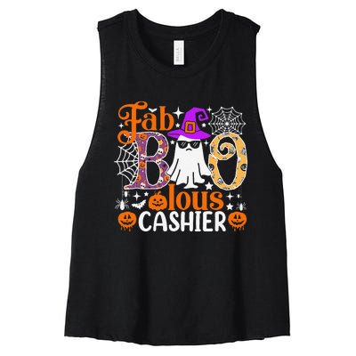 Fab Boo Lous Cashier Funny Halloween Women's Racerback Cropped Tank