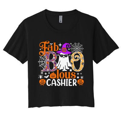 Fab Boo Lous Cashier Funny Halloween Women's Crop Top Tee