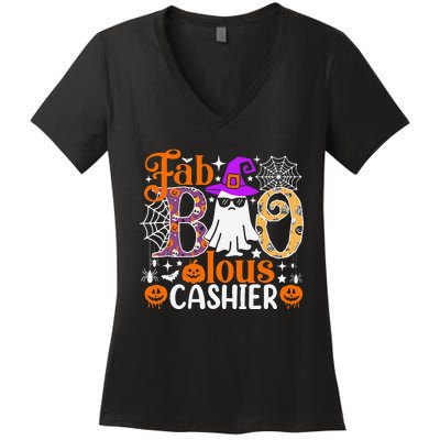 Fab Boo Lous Cashier Funny Halloween Women's V-Neck T-Shirt