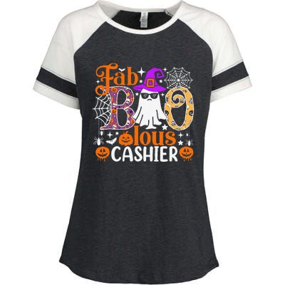 Fab Boo Lous Cashier Funny Halloween Enza Ladies Jersey Colorblock Tee