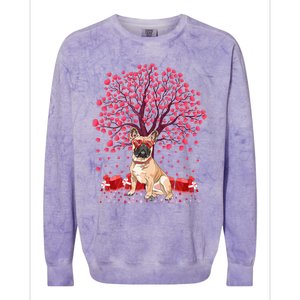 French Bulldog Lover Heart Tree French Bulldog Valentine Meaningful Gift Colorblast Crewneck Sweatshirt