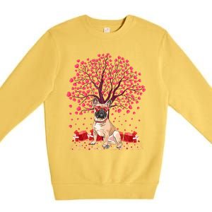 French Bulldog Lover Heart Tree French Bulldog Valentine Meaningful Gift Premium Crewneck Sweatshirt