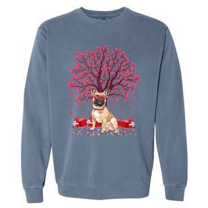 French Bulldog Lover Heart Tree French Bulldog Valentine Meaningful Gift Garment-Dyed Sweatshirt