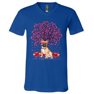 French Bulldog Lover Heart Tree French Bulldog Valentine Meaningful Gift V-Neck T-Shirt