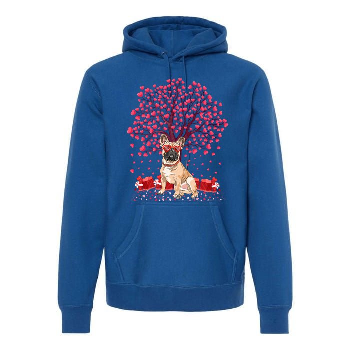 French Bulldog Lover Heart Tree French Bulldog Valentine Meaningful Gift Premium Hoodie