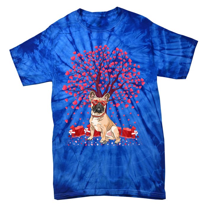 French Bulldog Lover Heart Tree French Bulldog Valentine Meaningful Gift Tie-Dye T-Shirt