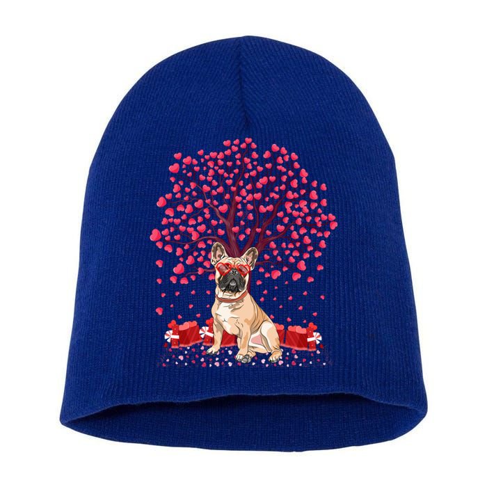 French Bulldog Lover Heart Tree French Bulldog Valentine Meaningful Gift Short Acrylic Beanie