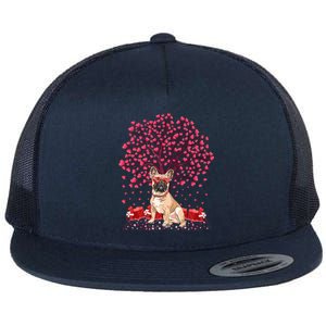 French Bulldog Lover Heart Tree French Bulldog Valentine Meaningful Gift Flat Bill Trucker Hat