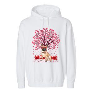 French Bulldog Lover Heart Tree French Bulldog Valentine Meaningful Gift Garment-Dyed Fleece Hoodie