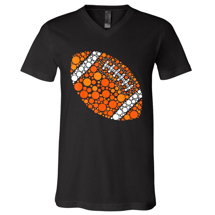 Football Ball Lover Happy Dot Day 2024 Polka Dot Gift V-Neck T-Shirt