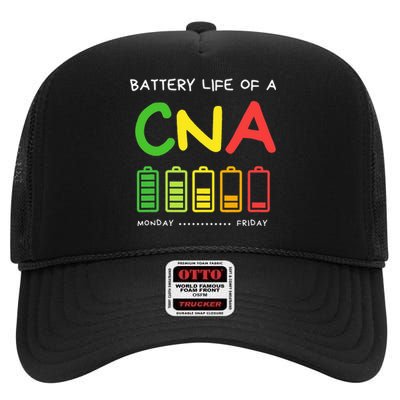 Funny Battery Life Of A CNA Certified Nurse Assistant CNA High Crown Mesh Back Trucker Hat