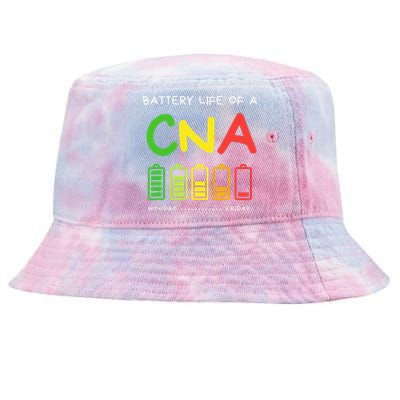 Funny Battery Life Of A CNA Certified Nurse Assistant CNA Tie-Dyed Bucket Hat