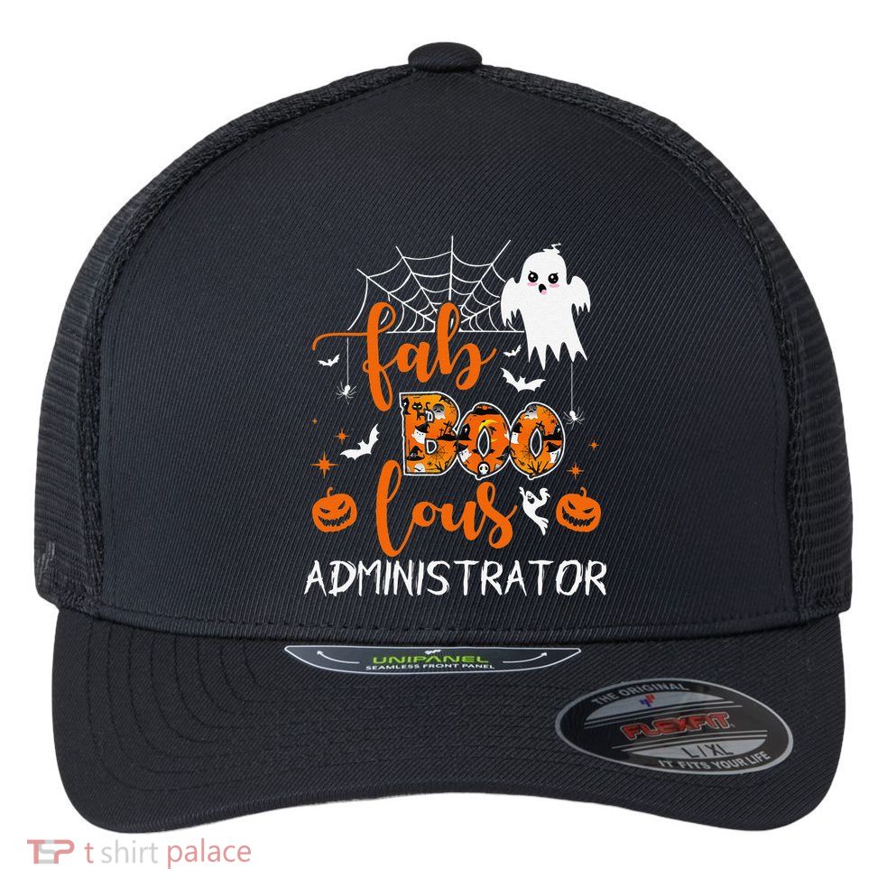 Fab Boo Lous Administrator Funny Boo Ghost Halloween Spooky Flexfit Unipanel Trucker Cap