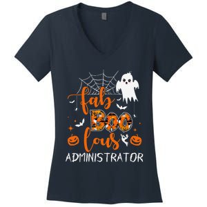 Fab Boo Lous Administrator Funny Boo Ghost Halloween Spooky Women's V-Neck T-Shirt