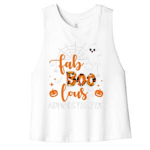 Fab Boo Lous Administrator Funny Boo Ghost Halloween Spooky Women's Racerback Cropped Tank