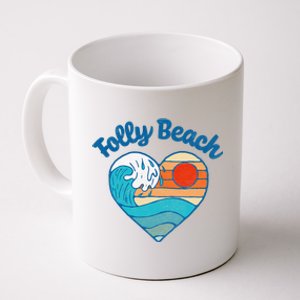 Folly Beach Lover Retro Heart Surf & Wave Coffee Mug