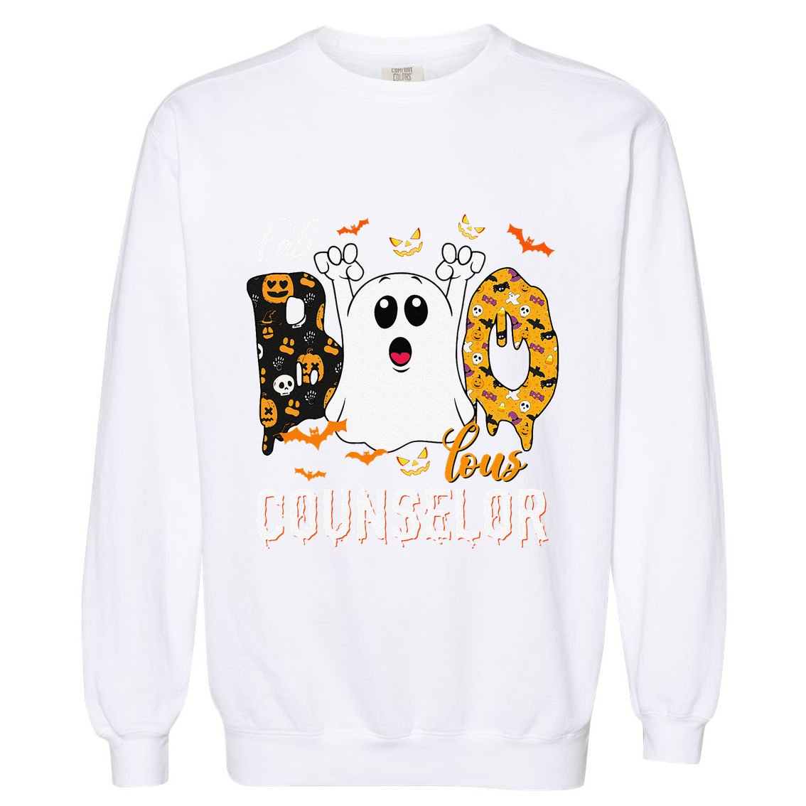 Fab Boo Lous Counselor Funny Ghost School Halloween Garment-Dyed Sweatshirt
