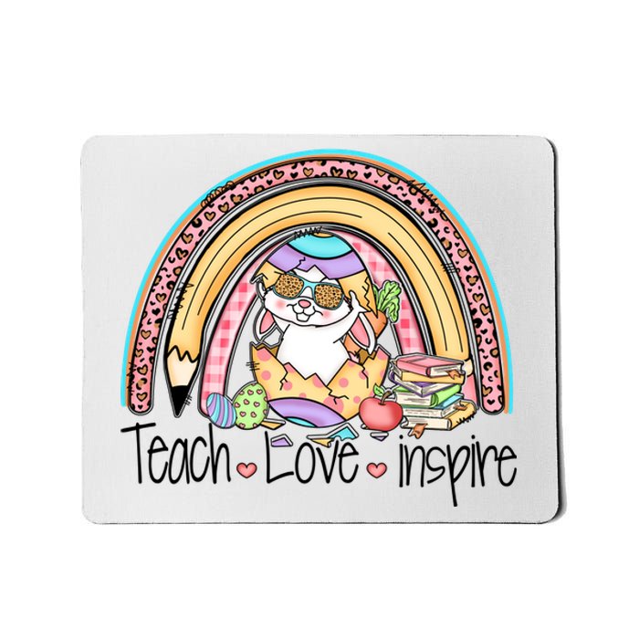 Funny BunnyTeach Love Inspire Rainbow Easter Day Gift Mousepad