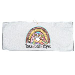 Funny BunnyTeach Love Inspire Rainbow Easter Day Gift Large Microfiber Waffle Golf Towel