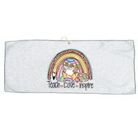 Funny BunnyTeach Love Inspire Rainbow Easter Day Gift Large Microfiber Waffle Golf Towel