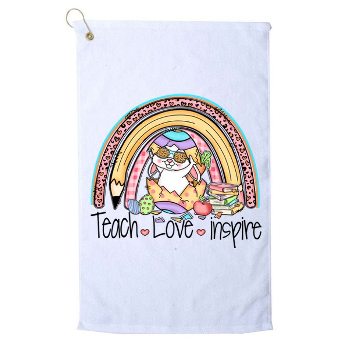 Funny BunnyTeach Love Inspire Rainbow Easter Day Gift Platinum Collection Golf Towel