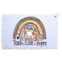 Funny BunnyTeach Love Inspire Rainbow Easter Day Gift Grommeted Golf Towel