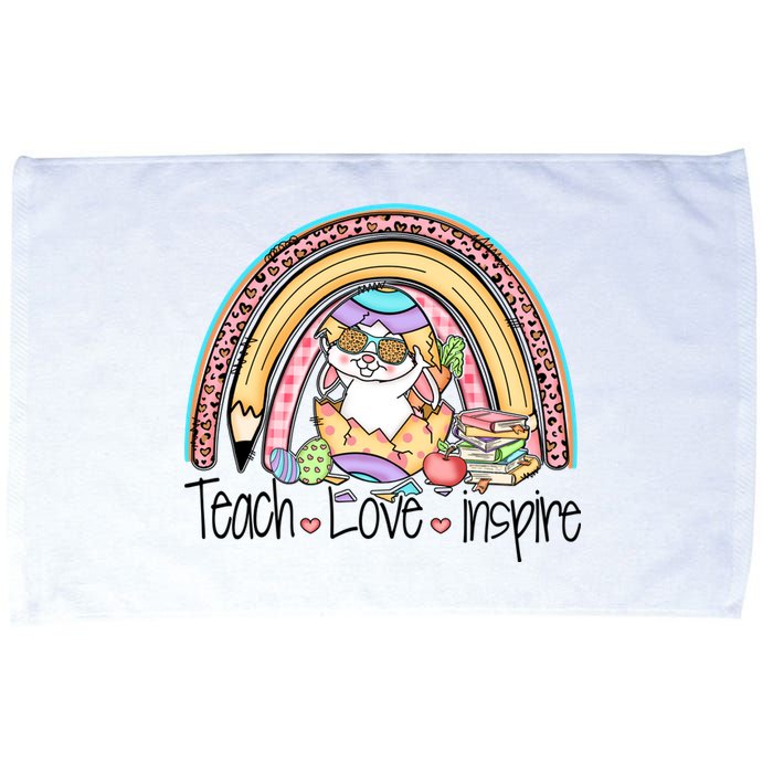 Funny BunnyTeach Love Inspire Rainbow Easter Day Gift Microfiber Hand Towel