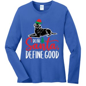 Funny Black Lab Christmas Dear Santa Labrador Retriever Cool Gift Ladies Long Sleeve Shirt