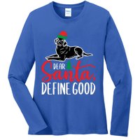 Funny Black Lab Christmas Dear Santa Labrador Retriever Cool Gift Ladies Long Sleeve Shirt