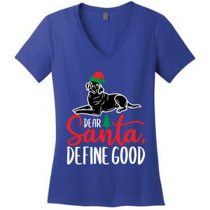 Funny Black Lab Christmas Dear Santa Labrador Retriever Cool Gift Women's V-Neck T-Shirt