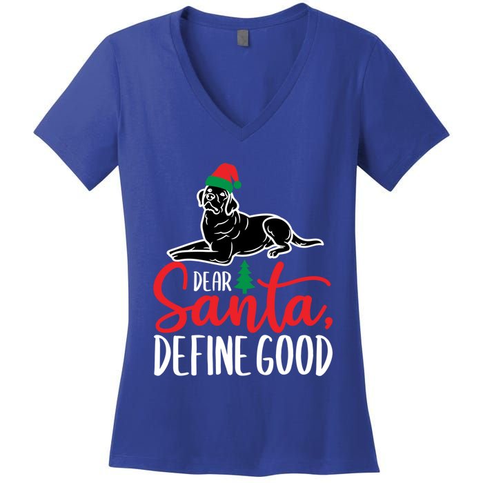 Funny Black Lab Christmas Dear Santa Labrador Retriever Cool Gift Women's V-Neck T-Shirt