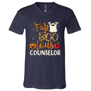 Fab Boo Lous Counselor Leopard Spooky Halloween Costume V-Neck T-Shirt