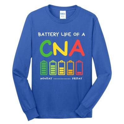 Funny Battery Life Of A Cna Certified Nurse Assistant Cna Gift Tall Long Sleeve T-Shirt